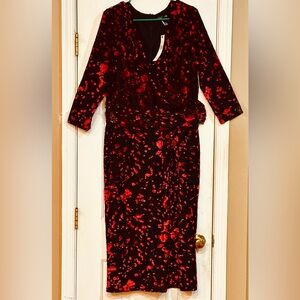 Long Tall Sally Red and Black Ruched Sheath Dress